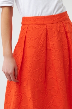 womens orange pleated a line skirt